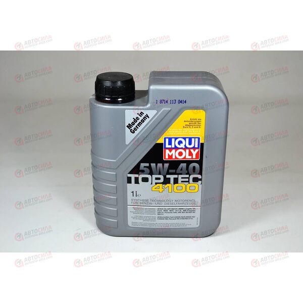 Масло ДВС LIQUI MOLY 5W40 Top Tec 4100 C3 SN 1л (9510), Емкость: 1 л.