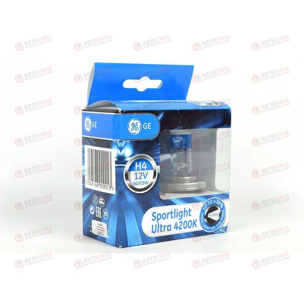 Лампа галоген 12В H4 60/55 Ватт P43t Sportlight Ultra 4200K (2шт) GENERAL ELECTRIC
