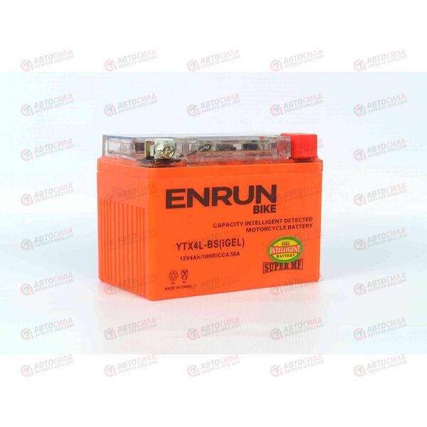 АКБ ENRUN MOTO 12V/4Ah (R+) (SMF) (I-GEL) (пт 50) (YTX4L-BS) (113x70x86) (1шт, уп.10 шт)