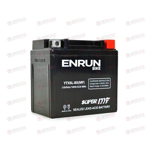 АКБ ENRUN MOTO 12V/5Ah (R+) (MF) (AGM) (пт 80) (YTX5L-BS) (113x70x106) (1шт, уп.10 шт) 