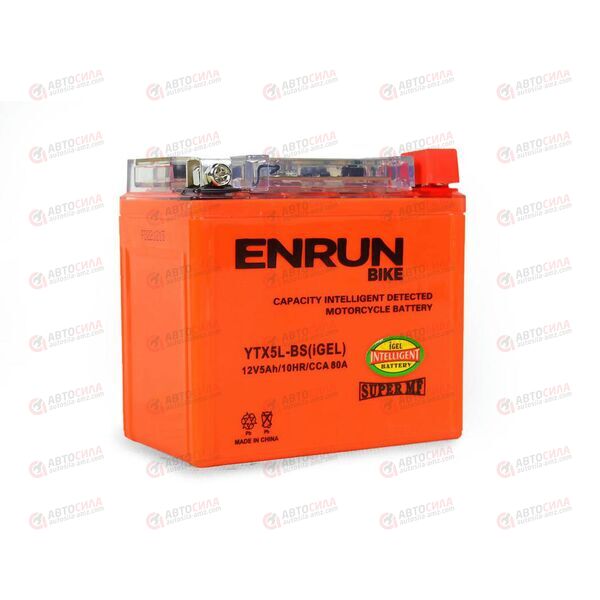 АКБ ENRUN MOTO 12V/5Ah (R+) (MF) (I-GEL) (пт 80) (YTX5L-BS) (113x70x106) (1шт, уп.10 шт) 