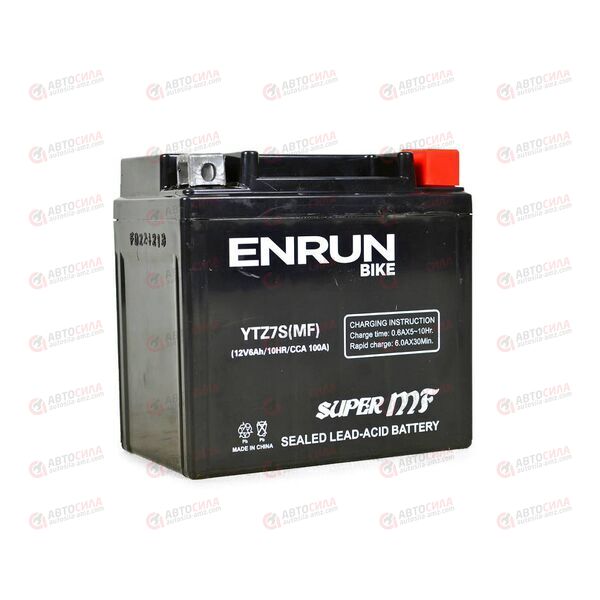 АКБ ENRUN MOTO 12V/6Ah (R+) (MF) (AGM) (пт 100) (YTZ7S) (113x70x106) (1шт, уп.10 шт)