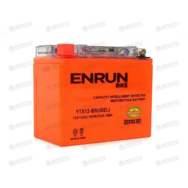 АКБ ENRUN MOTO 12V/12Ah (L+) (SMF) (I-GEL) (пт 150) (YTX12-BS) (150x87x130) (1шт, уп.6 шт) 