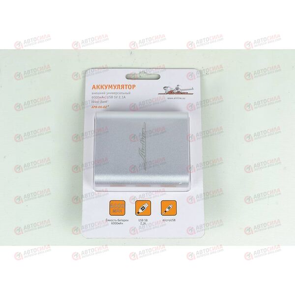 Аккумулятор внешний 6000мАч: USB 5V 2.1A (Power Bank) AIRLINE, изображение 2