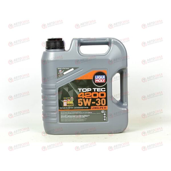 Масло ДВС LIQUI MOLY 5W30 Top Tec 4200 C3 DPF VW504/507 4 л, Емкость: 4 л, изображение 2