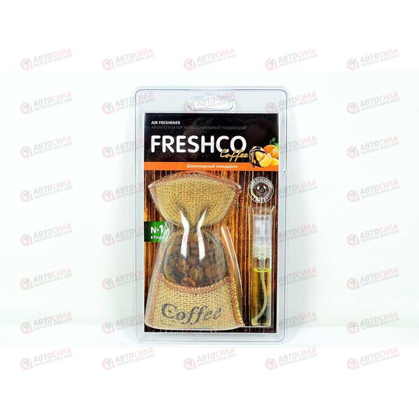 Ароматизатор мешочек Coffee Freshco Шоколадный мандарин + спрей Azard, изображение 2