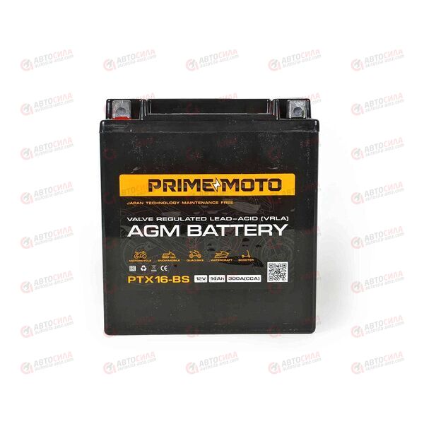АКБ PRIME MOTO 12V/14Ah (L+) (MF) (AGM) (пт 300) (PTX16-BS) (151x88x164), изображение 2