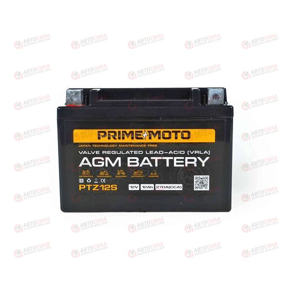 Аккумулятор PRIME MOTO 12V/12Ah (L+) (MF) (AGM) (пт 270) (PTZ12S) (150x87x110), изображение 2