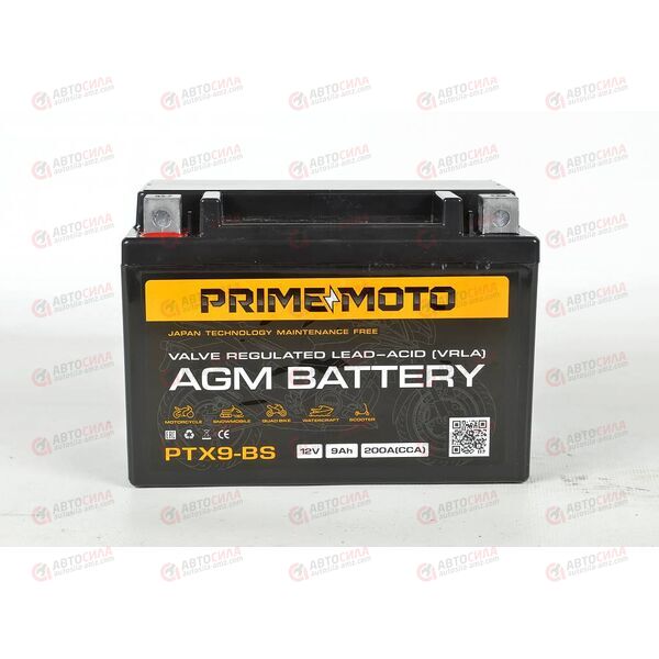 АКБ PRIME MOTO 12V/9Ah (L+) (MF) (AGM) (пт200) (PTX9-BS) (151x71x107), изображение 2