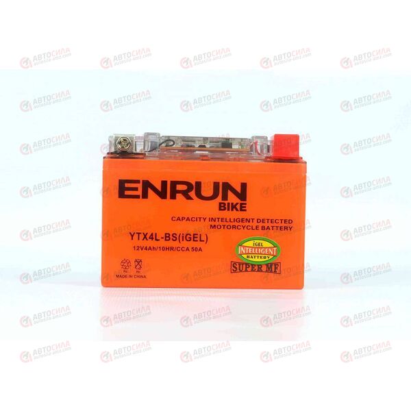 АКБ ENRUN MOTO 12V/4Ah (R+) (SMF) (I-GEL) (пт 50) (YTX4L-BS) (113x70x86) (1шт, уп.10 шт), изображение 2