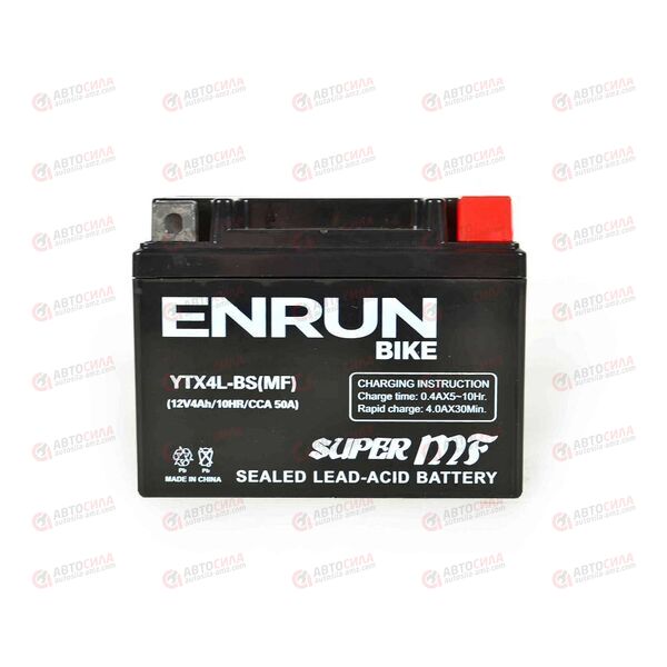 АКБ ENRUN MOTO 12V/4Ah (R+) (MF) (AGM) (пт 50) (YTX4L-BS) (113x70x86) (1шт, уп.10 шт), изображение 2