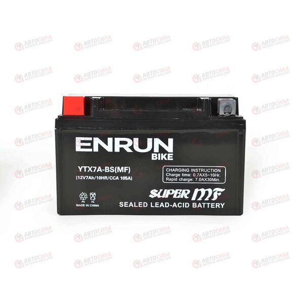 АКБ ENRUN MOTO 12V/7Ah (L+) (MF) (AGM) (пт 105) (YTX7A-BS) (150x87x94) (1шт, уп.8 шт), изображение 2