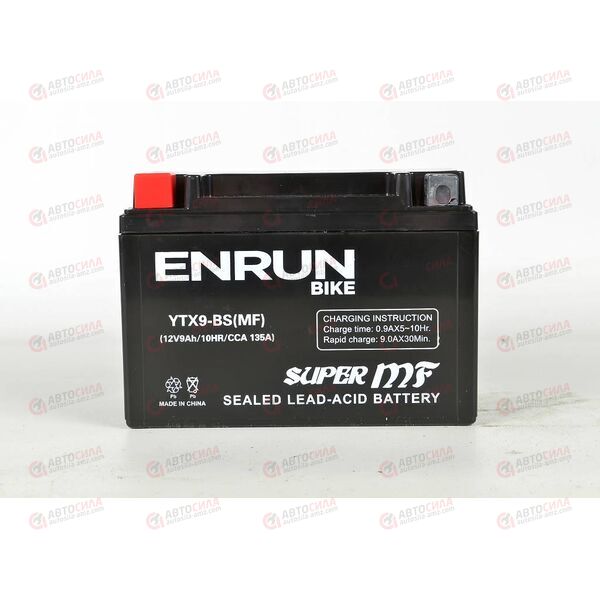 АКБ ENRUN MOTO 12V/9Ah (L+) (MF) (AGM) (пт 135) (YTX9-BS) (150x87x107) (1шт, уп.8 шт), изображение 2