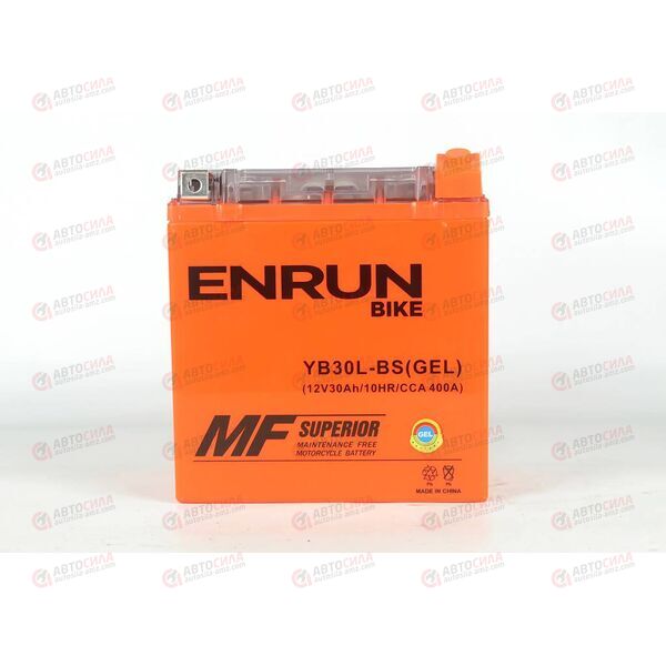 АКБ ENRUN MOTO 12V/30Ah (R+) (SMF) (I-GEL) (пт 400) (YB30L-BS) (166x127x175) (1шт, уп.2 шт), изображение 2