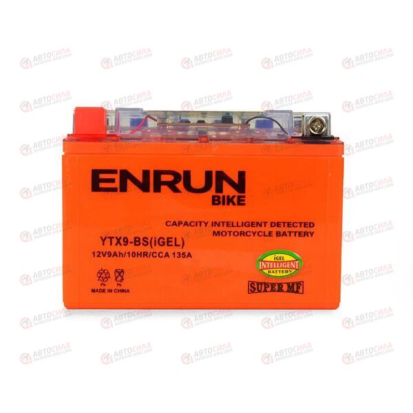 АКБ ENRUN MOTO 12V/9Ah (L+) (SMF) (I-GEL) (пт 135) (YTX9-BS) (150x87x107) (1шт, уп.8 шт), изображение 2