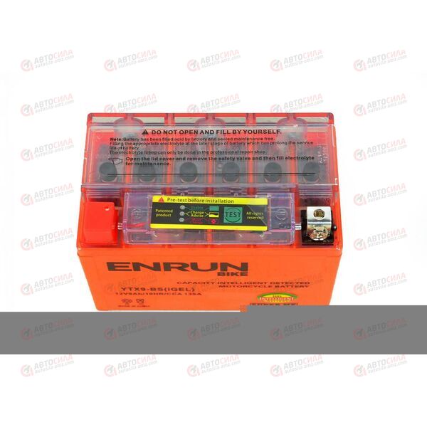 АКБ ENRUN MOTO 12V/9Ah (L+) (SMF) (I-GEL) (пт 135) (YTX9-BS) (150x87x107) (1шт, уп.8 шт), изображение 3