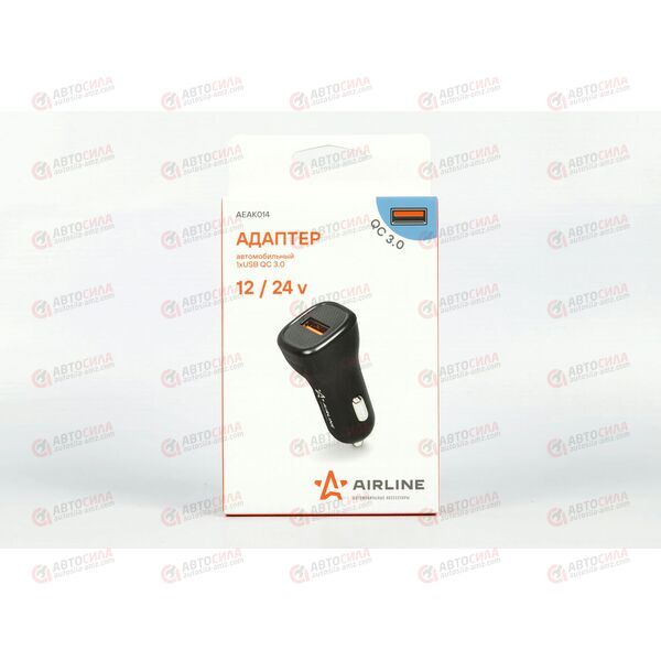Адаптер автомобильный в прикуриватель (1хUSB QC 3.0) 12/24В AIRLINE, изображение 2