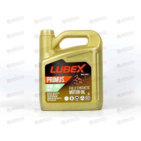 Масло ДВС LUBEX 5W40 SN/CF A3/B4 PRIMUS MV 4 л (4 шт), Емкость: 4 л, изображение 2
