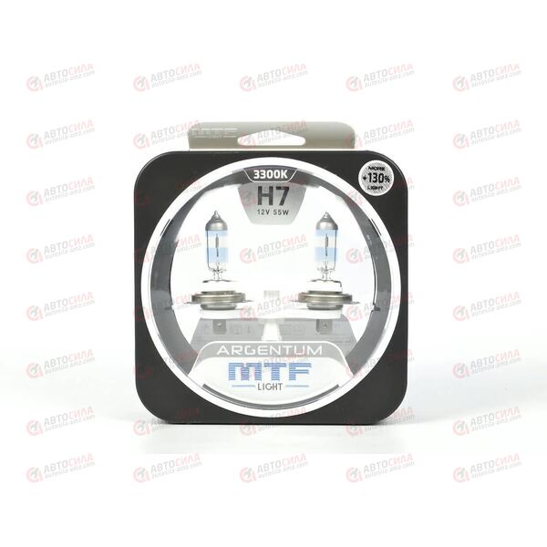 Лампа галоген 12В H7 55 Ватт Argentum +130% (2 шт) MTF, изображение 2