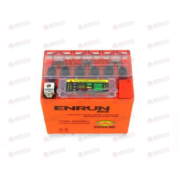 АКБ ENRUN MOTO 12V/5Ah (R+) (MF) (I-GEL) (пт 80) (YTX5L-BS) (113x70x106) (1шт, уп.10 шт) , изображение 3