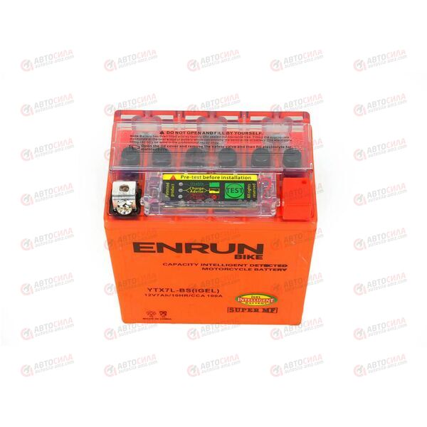 АКБ ENRUN MOTO 12V/7Ah (R+) (MF) (I-GEL) (пт 100) (YTX7L-BS) (113x70x131) (1шт, уп.8 шт), изображение 3