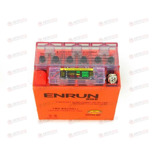 АКБ ENRUN MOTO 12V/10Ah (L+) (MF) (I-GEL) (пт 100) (YB9-BS) (137x76x134) (1шт, уп.8 шт), изображение 3