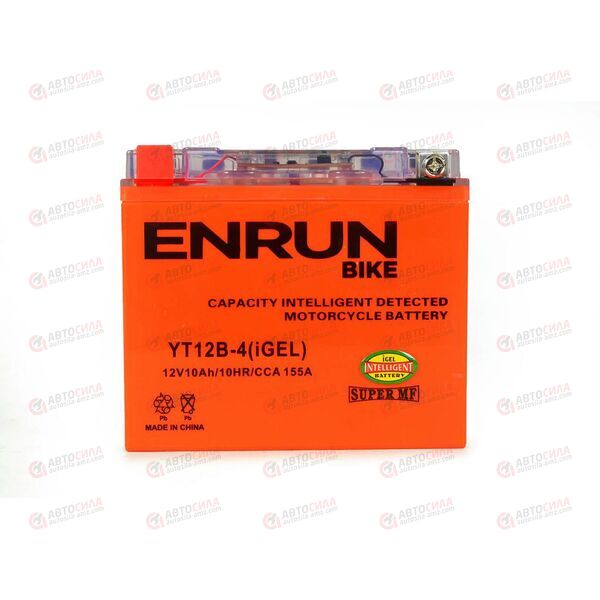 АКБ ENRUN MOTO 12V/10Ah (L+) (MF) (I-GEL) (пт 155) (YT12B-4) (150x70x130) (1шт, уп.8 шт), изображение 2