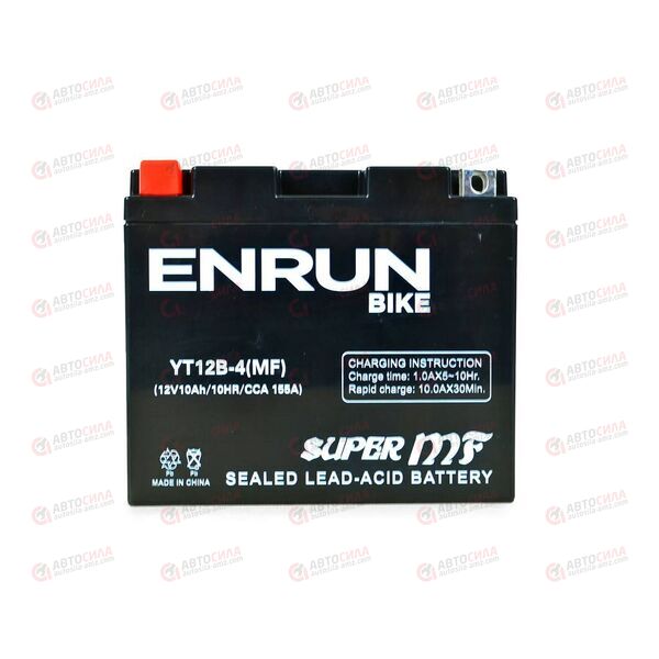 АКБ ENRUN MOTO 12V/10Ah (L+) (MF) (AGM) (пт 155) (YT12B-4) (150x70x130) (1шт, уп.8 шт), изображение 2
