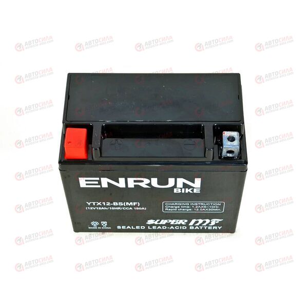 АКБ ENRUN MOTO 12V/12Ah (L+) (MF) (AGM) (пт 150) (YTX12-BS) (150x87x130) (1шт, уп.6 шт) , изображение 3
