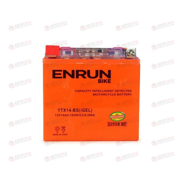 АКБ ENRUN MOTO 12V/14Ah (L+) (MF) (I-GEL) (пт 200) (YTX14-BS) (150x87x145) (1шт, уп.6 шт) , изображение 2