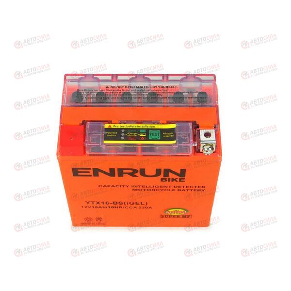 АКБ ENRUN MOTO 12V/16Ah (L+) (MF) (I-GEL) (пт 230) (YTX16-BS) (150x87x161) (1шт, уп.4 шт) , изображение 3