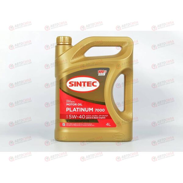 Масло ДВС SINTEC 5W40 SN/CF A3/B4 PLATINUM 7000 4 л (4 шт), изображение 2